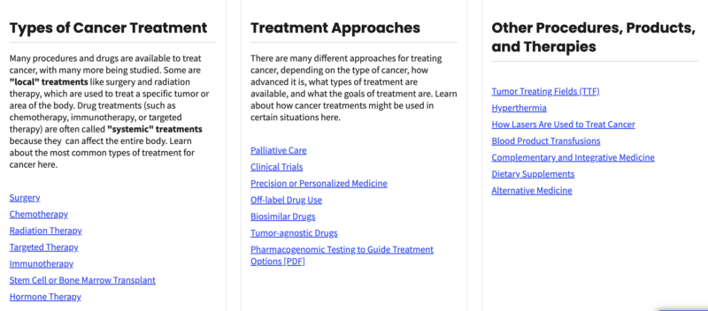 tratamientos aprobados para el cáncer por la American Cáncer Society